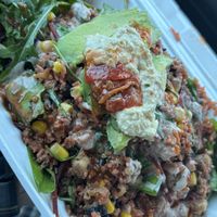 Jerk chikn & rice  at Cosy Jazz Cafe in Blackpool