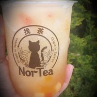 Lychee peach frappe normal ice, 1/2 sugar & rainbow jelly at Nor Tea in Bendigo