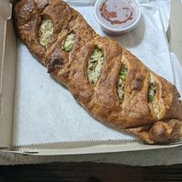 Vegan Philly cheese steak calzone at Mario's Pizza in Orlando