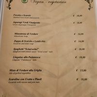 Menu at La Capannina in Capri
