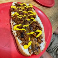 Chili dog at El vegano urbano. in Guadalajara