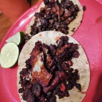 Tacos tipo tocino y chicharrón! at El vegano urbano. in Guadalajara