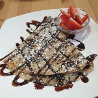 Delicious vegan crepe with chocolate sauce and strawberries! at The Cottage in Londonderry