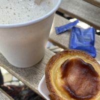 Nata and coffee with soy milk at Vegan Nata - Chiado in Lisbon