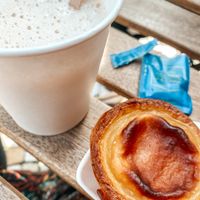 Vegan nata and soy coffee at Vegan Nata - Chiado in Lisbon