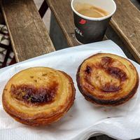 Pasteis de nata and espresso coffee at Vegan Nata - Chiado in Lisbon