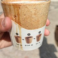 Eatable coffee cup at Vegan Nata - Chiado in Lisbon