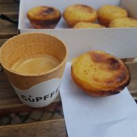 Espresso in an edible cup and vegan custard tart! Perfect at Vegan Nata - Chiado in Lisbon