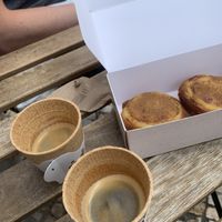 Coffee and Pastel de nata at Vegan Nata - Chiado in Lisbon