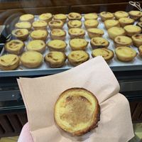 Nata with a dusting of cinnamon   at Vegan Nata - Chiado in Lisbon