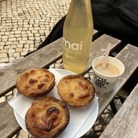 3 x nata, kombucha and espresso  at Vegan Nata - Chiado in Lisbon