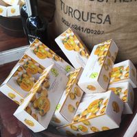 Delivery boxes at Vegan Nata - Chiado in Lisbon