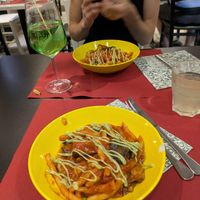 Vegan fried aubergine fresh pasta at Bacarretto in Venice