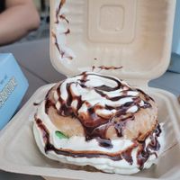 Vegan doughnut ice cream sandwich at La Beignerie in Montreal