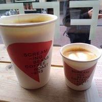 Oat latte and cortado at Screaming Beans in Amsterdam