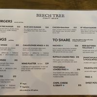 Updated Menu- Jan 2021 at Beech Tree Craft Beer in Queenstown