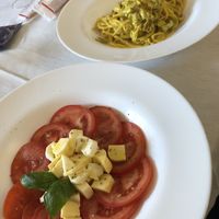 caprese and vegan carbonara  at Da Gianni e Franca in Varazze