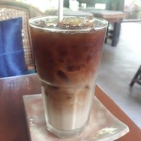 Almond milk iced latte at Cafe' De Siam in Koh Phangan