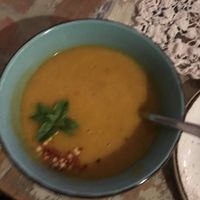 Amazing pumpkin soup  at Raeti in Crete