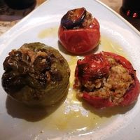Stuffed tomatos and peppers at Raeti in Crete