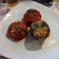 Stuffed pepper and tomato at Raeti in Crete
