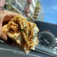 Inside jackfruit Po’Boy   at Maya's Cajun Kitchen in Mesa