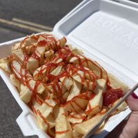 chippies and ketchupp  at French's Fish Shop in Wells-next-the-sea