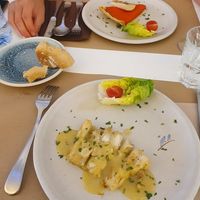 Bacalado al pilpil y quiché de pimientos at El Berenjenal in Valladolid