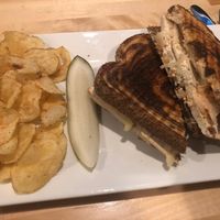 Tofu Reuban. Tofu was a bit sweet, but we ate the whole thing! at Guardian Brewing Company in Saugatuck