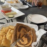 Vegan Ruben, vegan ranch/veggie tray and beyond bratwurst  at Guardian Brewing Company in Saugatuck