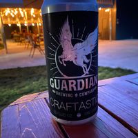 A crowler of one of the many vegan friendly beers they carry. at Guardian Brewing Company in Saugatuck