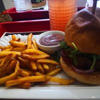 burger and fries at Eco Burger in Trinec