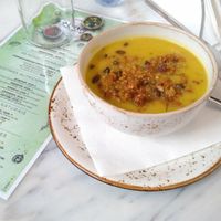 Sopa de legumes at Bloomy Market in Setubal