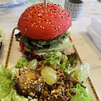 Chickpeas burger  at Bloomy Market in Setubal