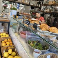 Super nice workers at the counter   at Bloomy Market in Setubal