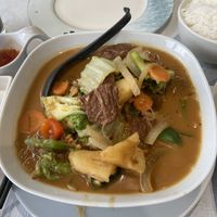 Vegan Beef in Peanut Satay Sauce with Vermicelli Noodles  at In Cafe & Restaurant in Cardiff
