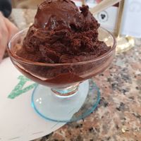 Vegan orange dark chocolate ice cream at Eiscafe Cortina in Husum