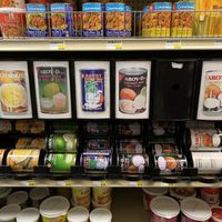 Cans of vegan duck- it’s seitan at The New Central Market in Anchorage