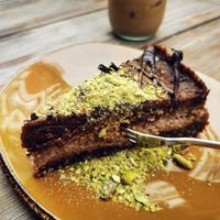 Salted Caramel Tahini Cheesecake at Zaytouna Cafe in Aachen