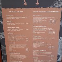 The menu at Restaurante Esquina Padilla in Malaga
