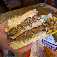 The Big Mock burger  at Vegan Noms - Pop Up in Brighton