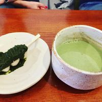 Soy matcha and rice balls with matcha sauce💗 at Kotonoha in Torun