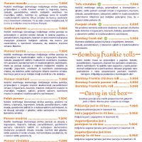 menu with marked vegan options at Bombay Fresh in Ljubljana