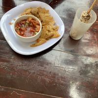 Choco banana & chips and salsa  at ChocoBanana in Sayulita