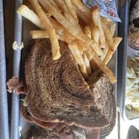 Reuben and frittes   at Gemüt Biergarten in Columbus
