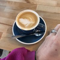 another beauty of a micro foam flat white 😇  at Beam Me Up Bagels - City in Dunedin