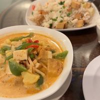 Red curry with tofu , pineapple fried rice with no egg and fried tofu   at Thai E-San in Myrtle Beach