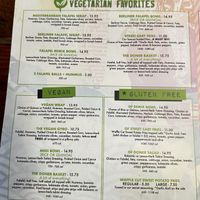 Vegan/ GF Menu  at Spitz in Minneapolis