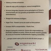 Veganashi note at Veganashi - Gluten Free Sushi in Barcelona