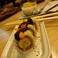 Dessert💛 pb banana chocolate rolls at Veganashi - Gluten Free Sushi in Barcelona